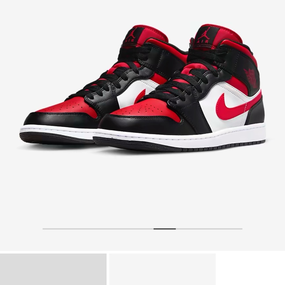 Brand New,Air Jordan 1 Mid, Size 9 1/2 Men/Women’s 11.Color Black/White/Fire Red